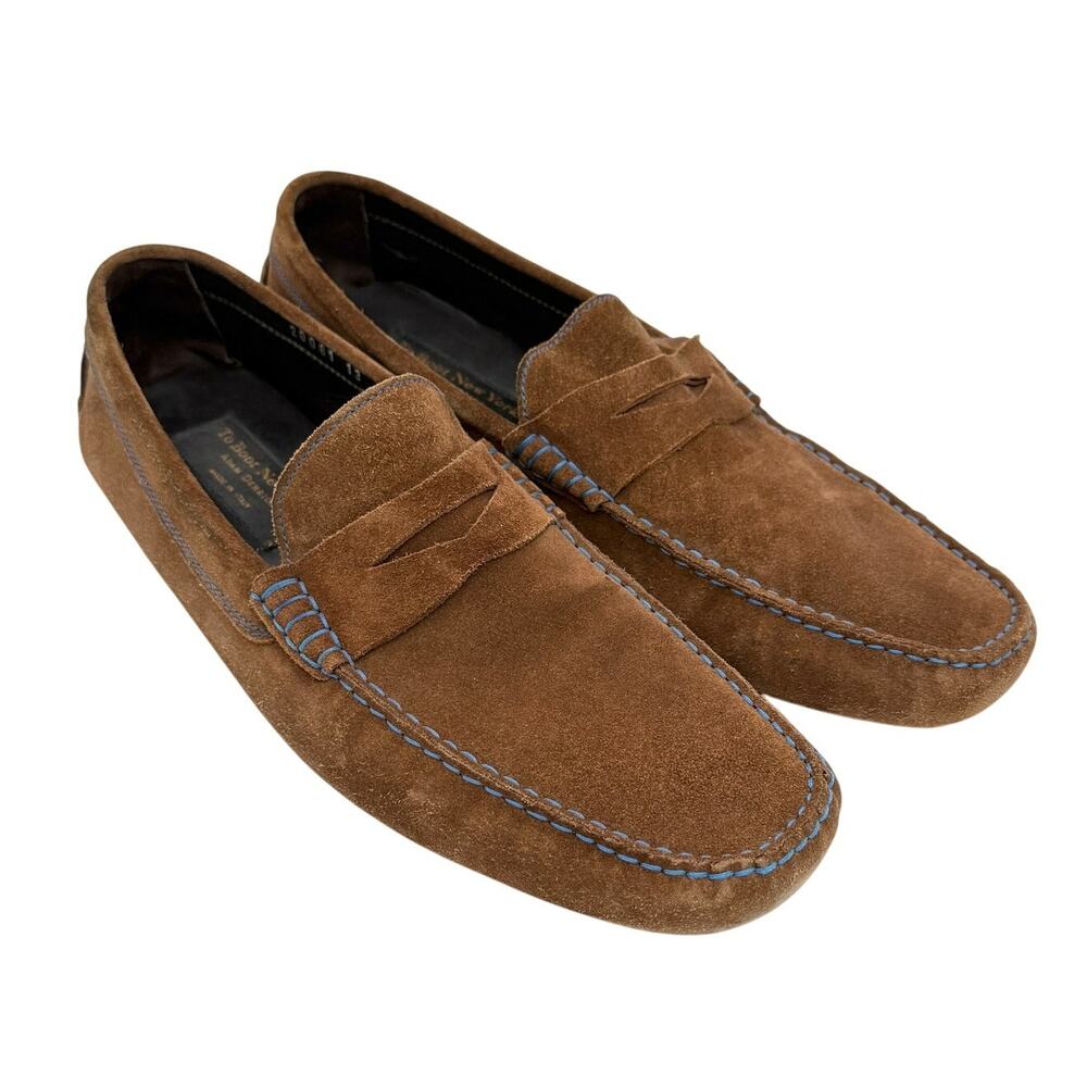 To Boot New York Adam Derrick Suede Penny Driving Loafers Brown 13 Made in Italy